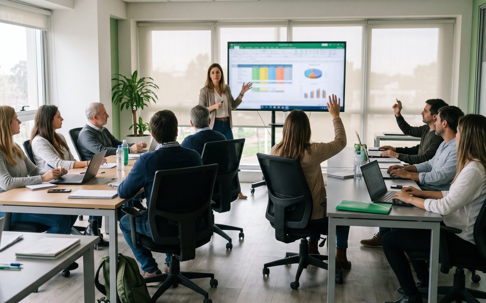 Capacitación corporativa en una sala de empresa